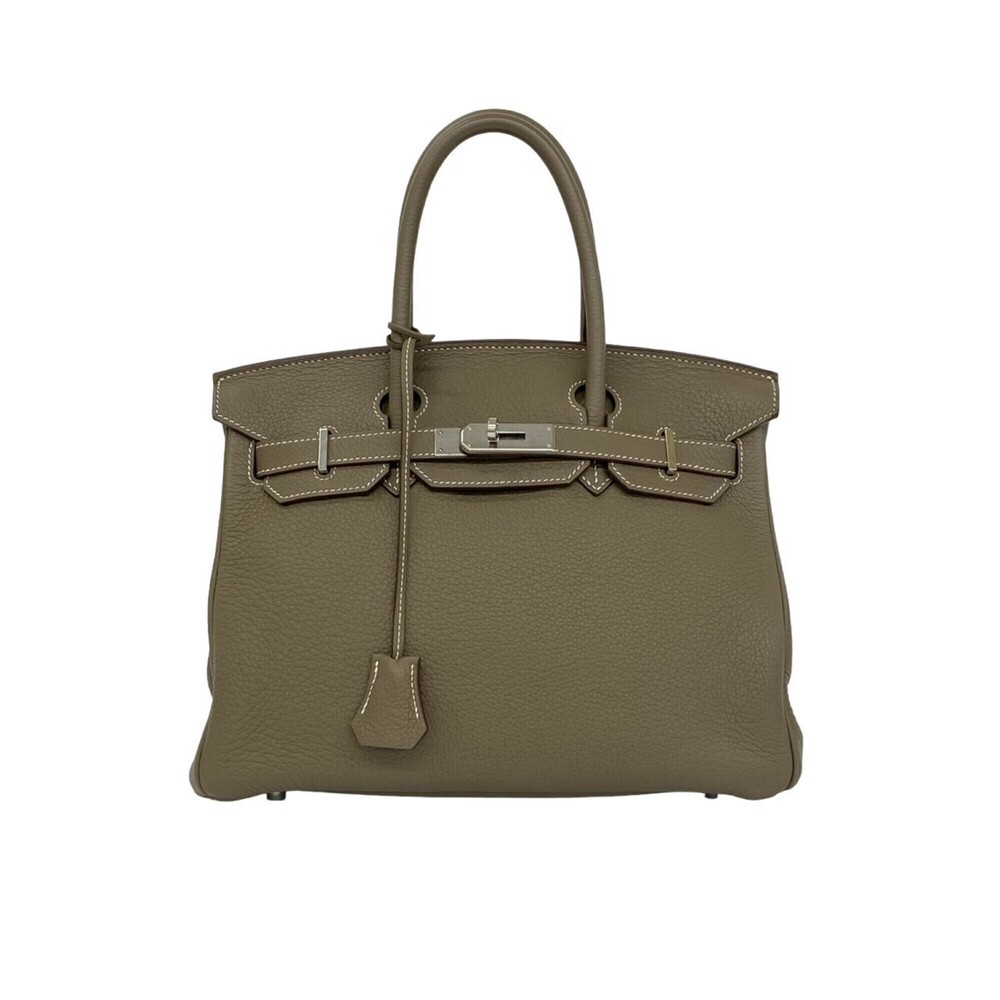 HERMES Birkin 30 Taurillon Clemence Leather Handbag Mini Tote Bag Etoupe 35324